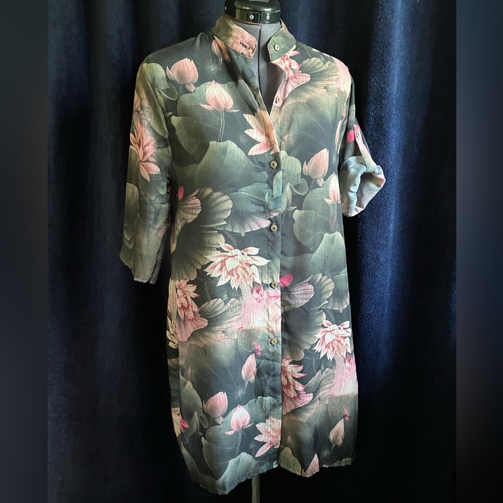 beautiful sheer brown printed beach cover up size small